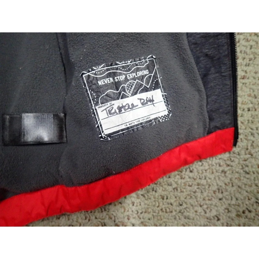 The North Face DryVent Jacket Boys 7/8 Grey Red Good Hooded Fleece‎ Lined Zip